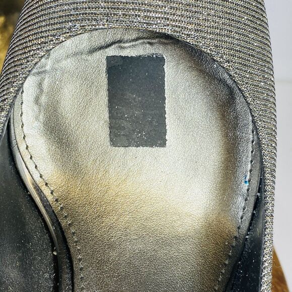 Bandolino Womens BDTufflove Wedge Heel Metallic Silver Sparkle Peep Toe Sz 8.5M - Picture 9 of 11